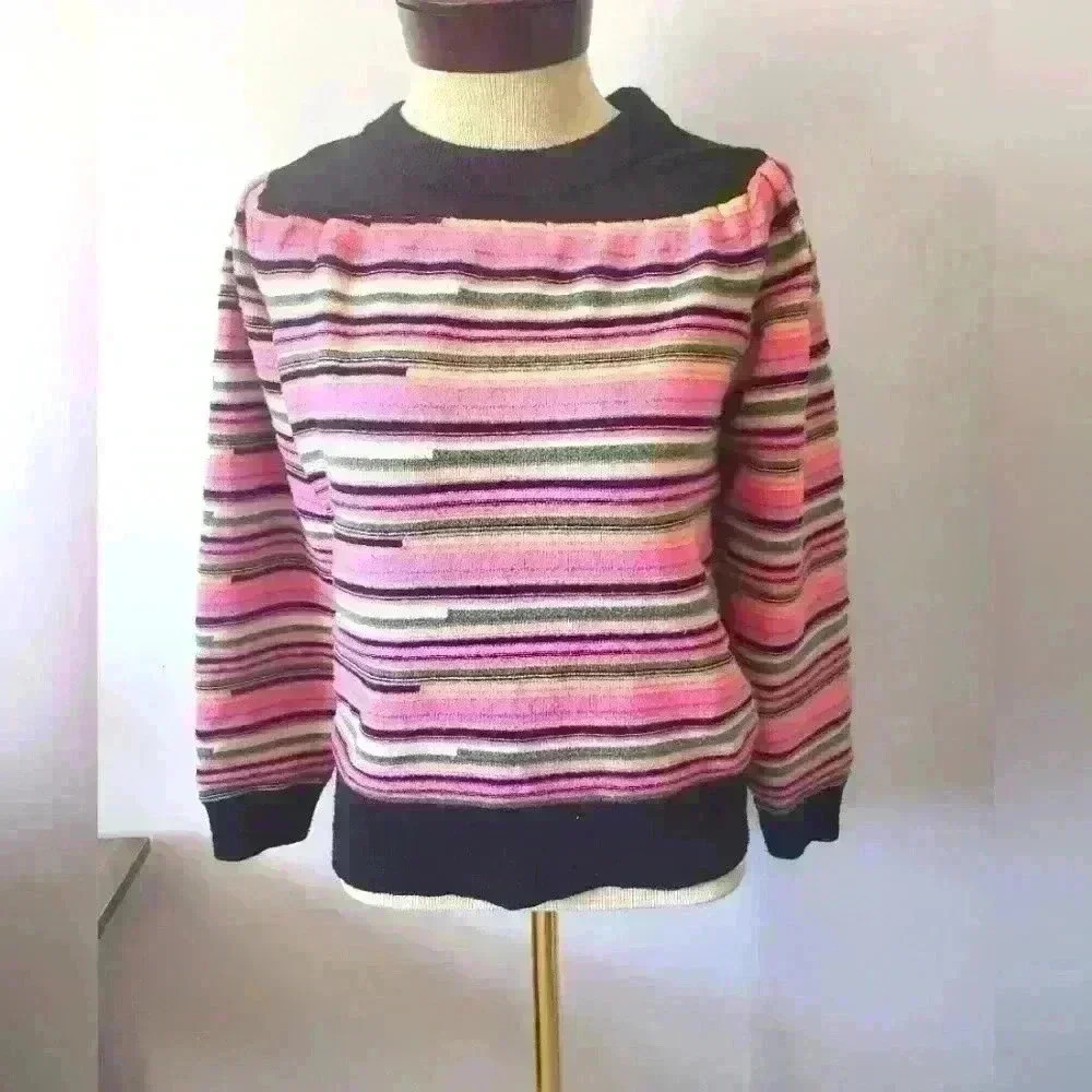 Ichi pink and black striped sweater size small